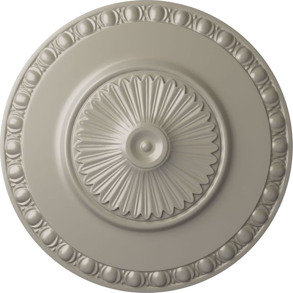 Ekena Millwork Lyon Ceiling Medallion (Fits Canopies up to 3 5/8"), Hand-Painted Pearl White, 23 1/2"OD x 3 1/4"P CM23LYPWS - main